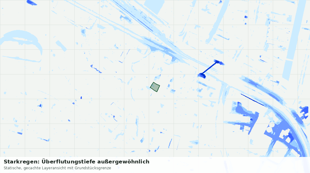 Statische Kartenansicht: Starkregen: Überflutungstiefe außergewöhnlich