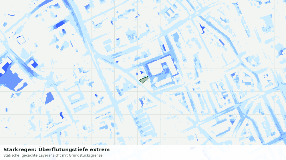 Statische Kartenansicht: Starkregen: Überflutungstiefe extrem