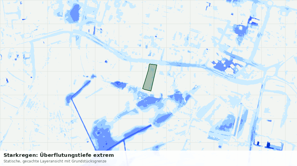 Statische Kartenansicht: Starkregen: Überflutungstiefe extrem