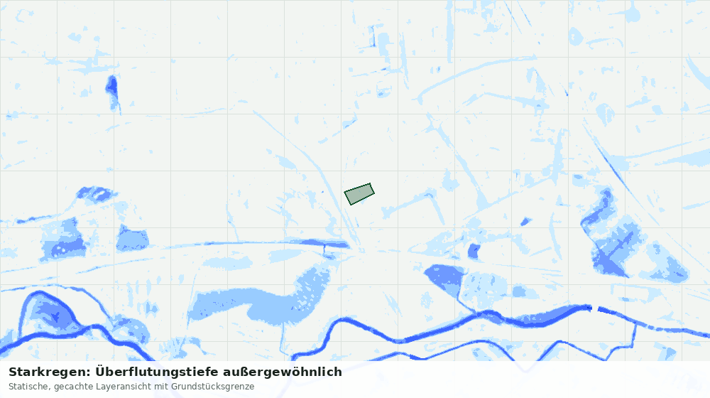 Statische Kartenansicht: Starkregen: Überflutungstiefe außergewöhnlich