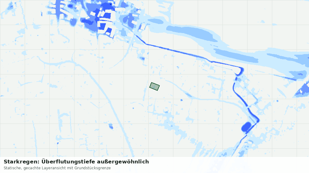 Statische Kartenansicht: Starkregen: Überflutungstiefe außergewöhnlich