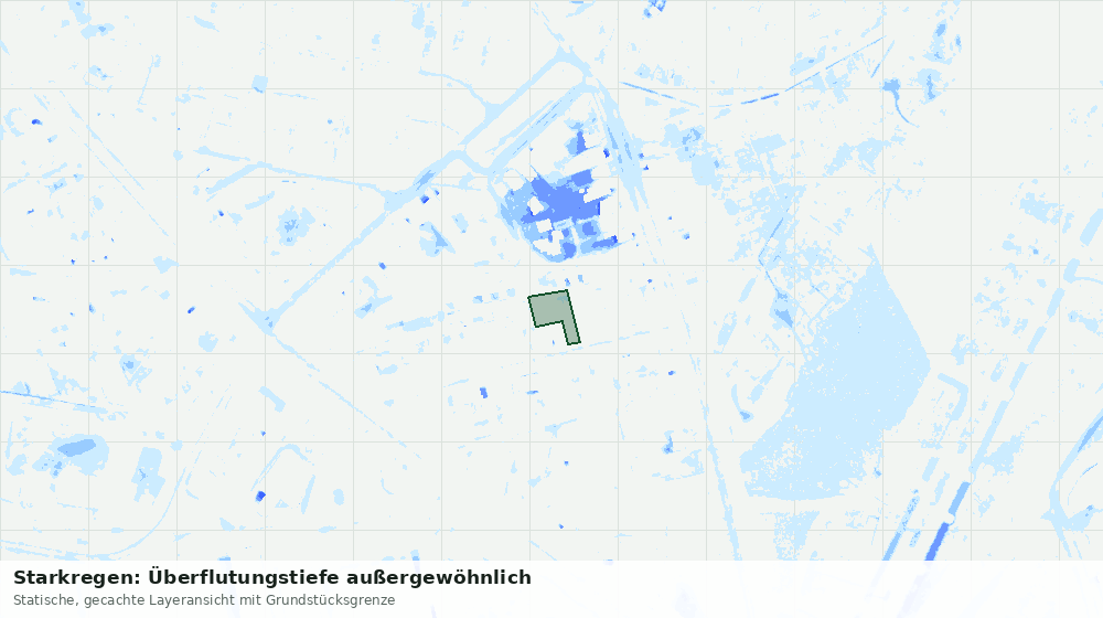 Statische Kartenansicht: Starkregen: Überflutungstiefe außergewöhnlich