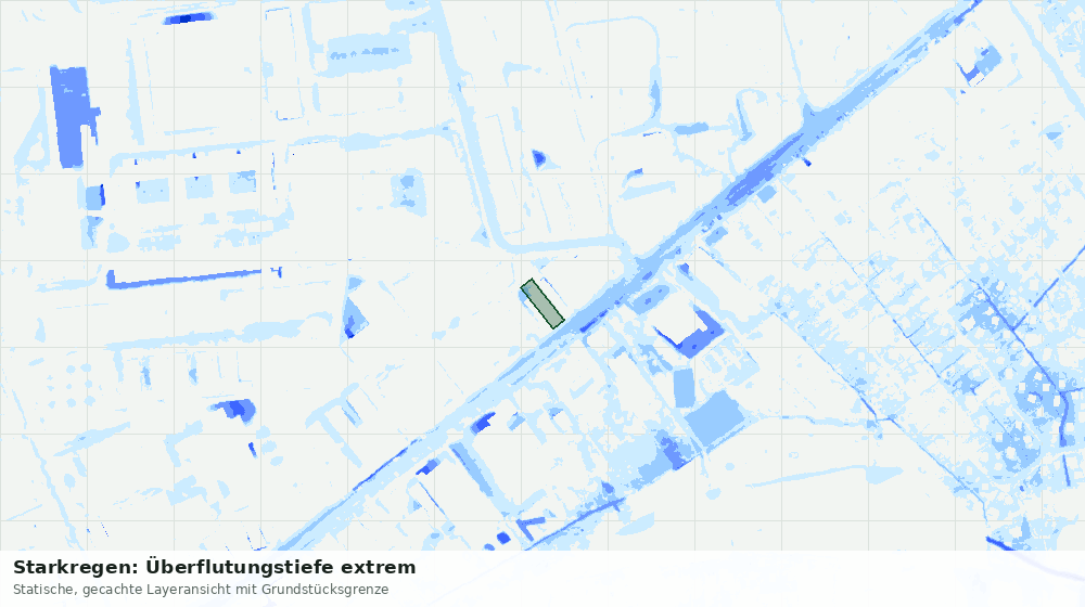Statische Kartenansicht: Starkregen: Überflutungstiefe extrem