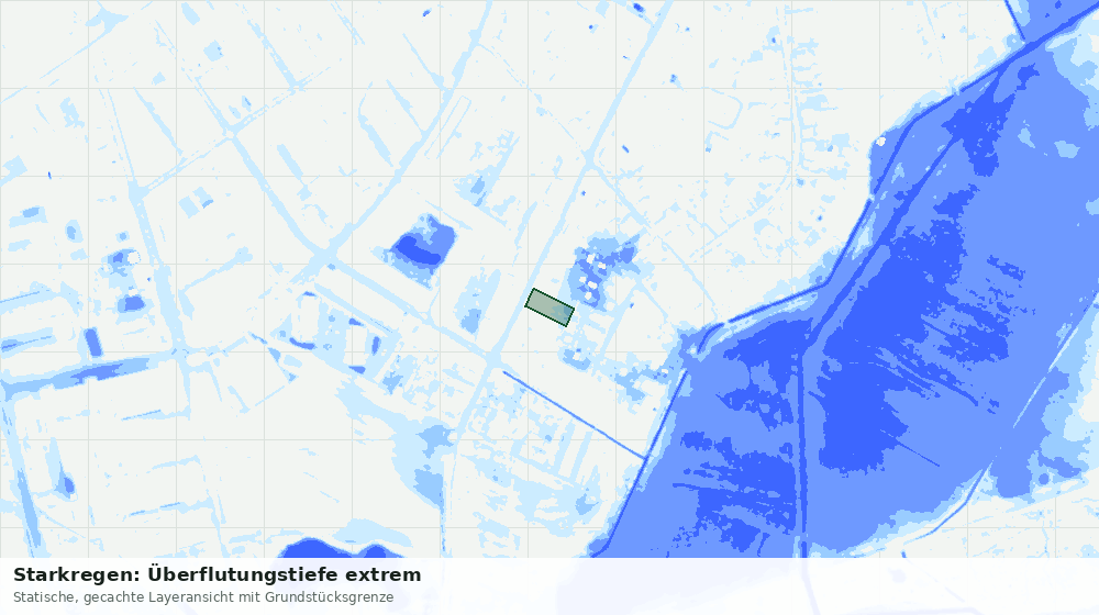 Statische Kartenansicht: Starkregen: Überflutungstiefe extrem