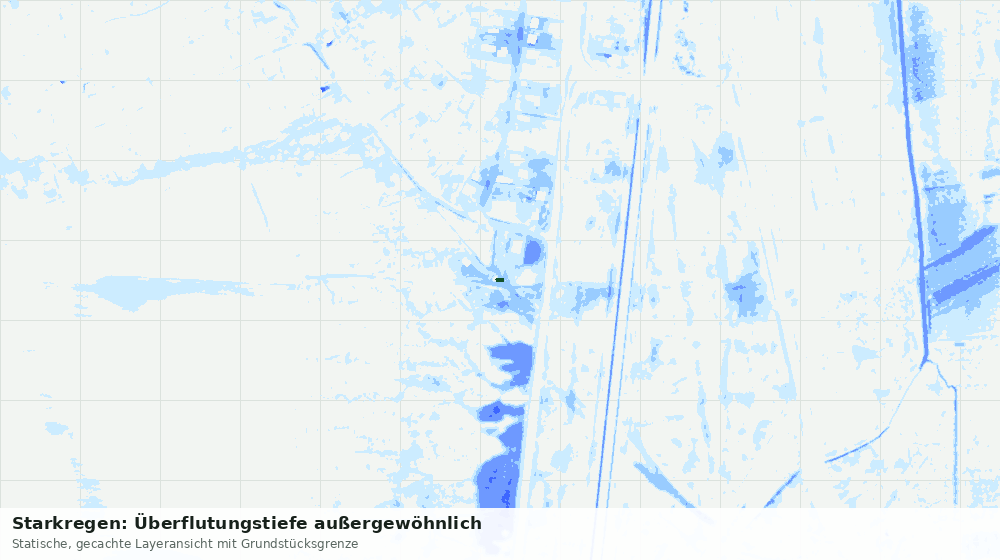 Statische Kartenansicht: Starkregen: Überflutungstiefe außergewöhnlich