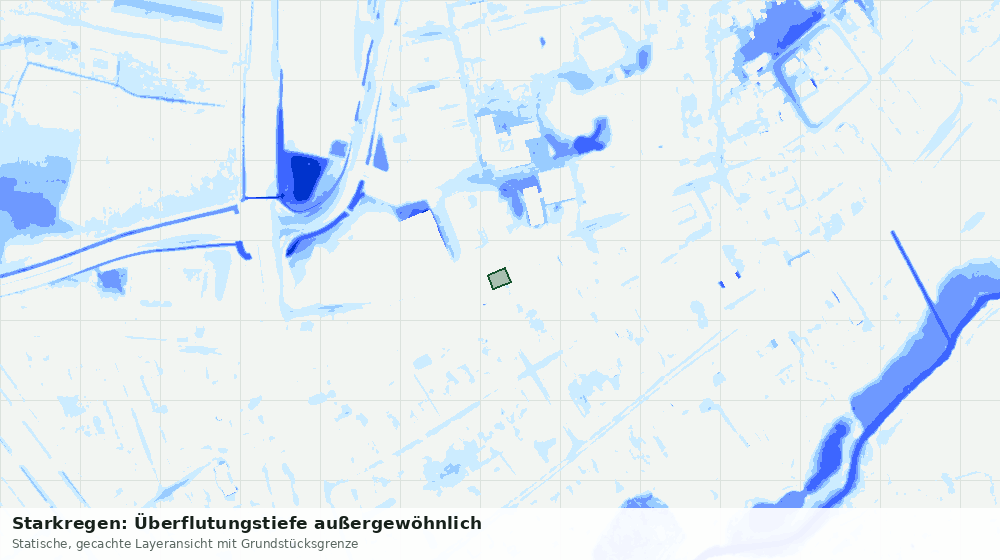Statische Kartenansicht: Starkregen: Überflutungstiefe außergewöhnlich