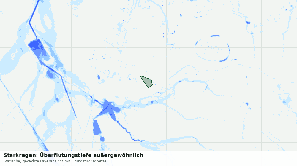 Statische Kartenansicht: Starkregen: Überflutungstiefe außergewöhnlich