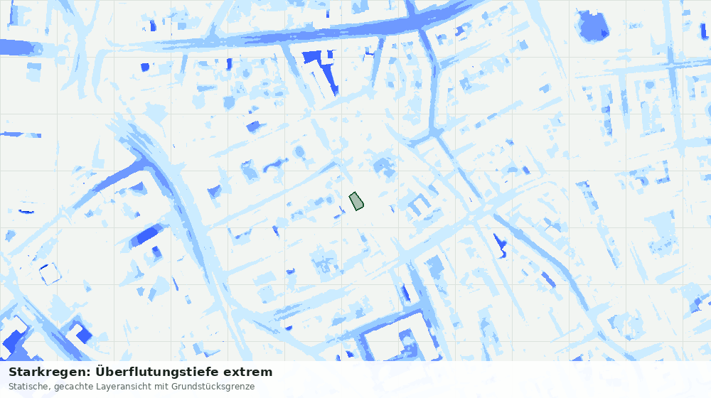 Statische Kartenansicht: Starkregen: Überflutungstiefe extrem