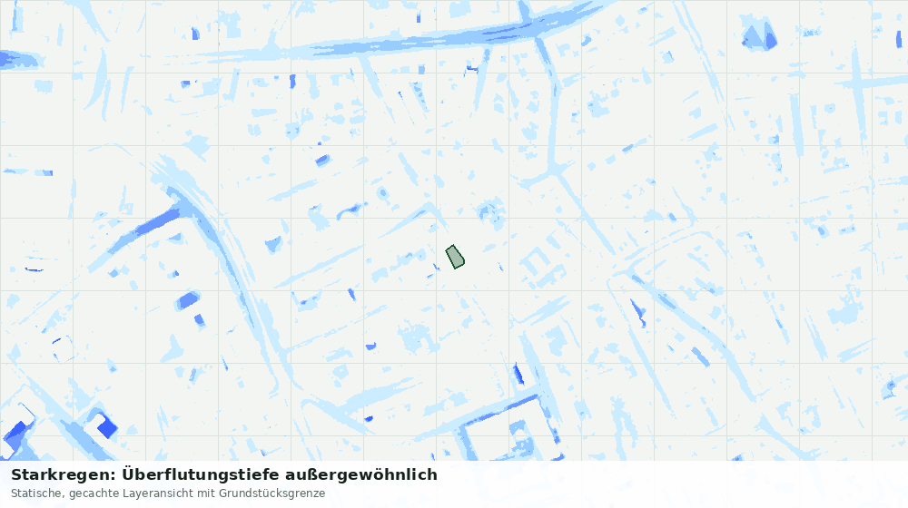 Statische Kartenansicht: Starkregen: Überflutungstiefe außergewöhnlich