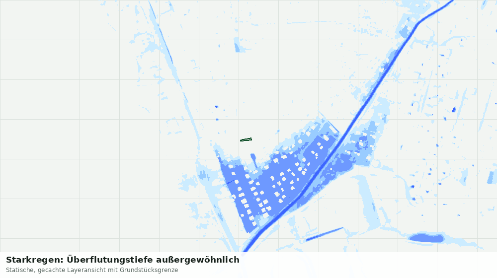 Statische Kartenansicht: Starkregen: Überflutungstiefe außergewöhnlich
