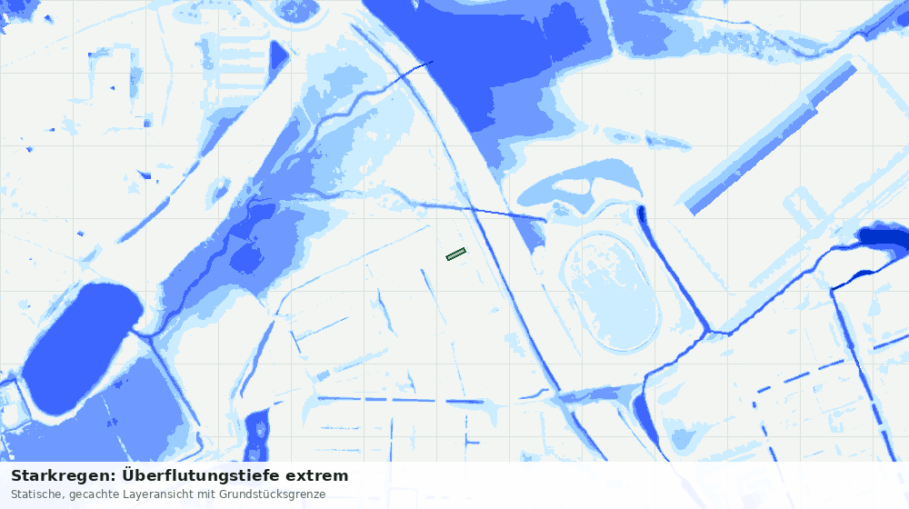 Statische Kartenansicht: Starkregen: Überflutungstiefe extrem