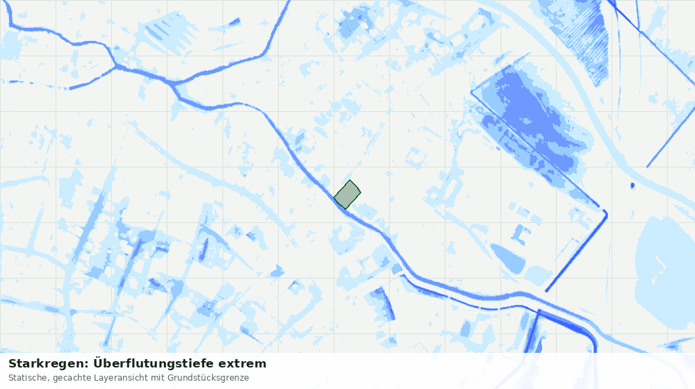 Statische Kartenansicht: Starkregen: Überflutungstiefe extrem