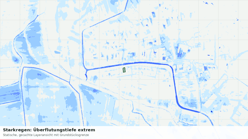 Statische Kartenansicht: Starkregen: Überflutungstiefe extrem