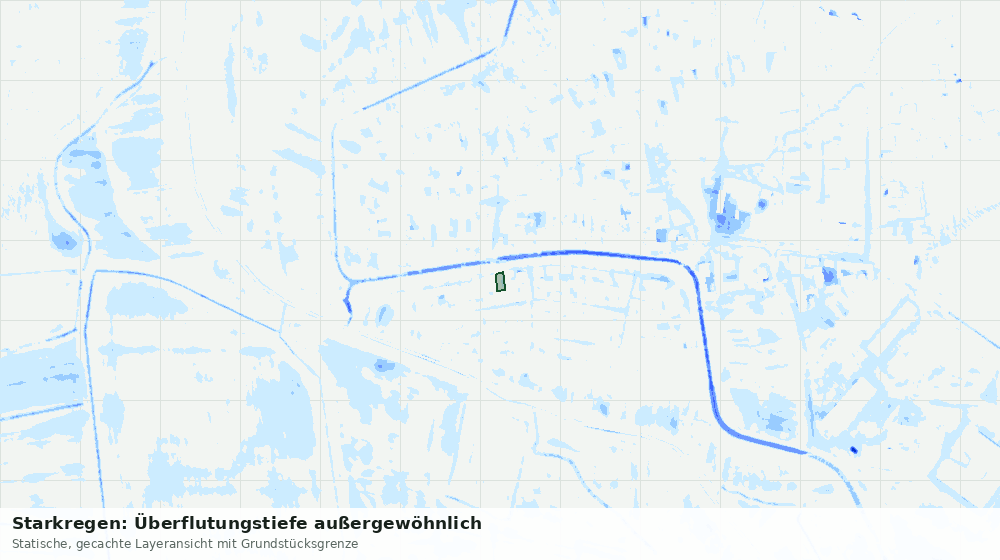 Statische Kartenansicht: Starkregen: Überflutungstiefe außergewöhnlich