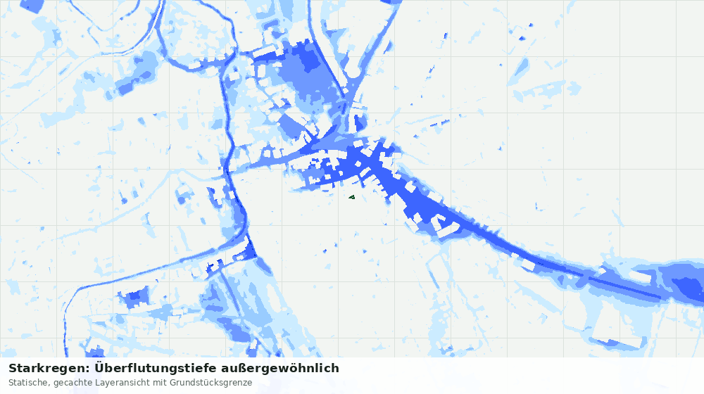 Statische Kartenansicht: Starkregen: Überflutungstiefe außergewöhnlich