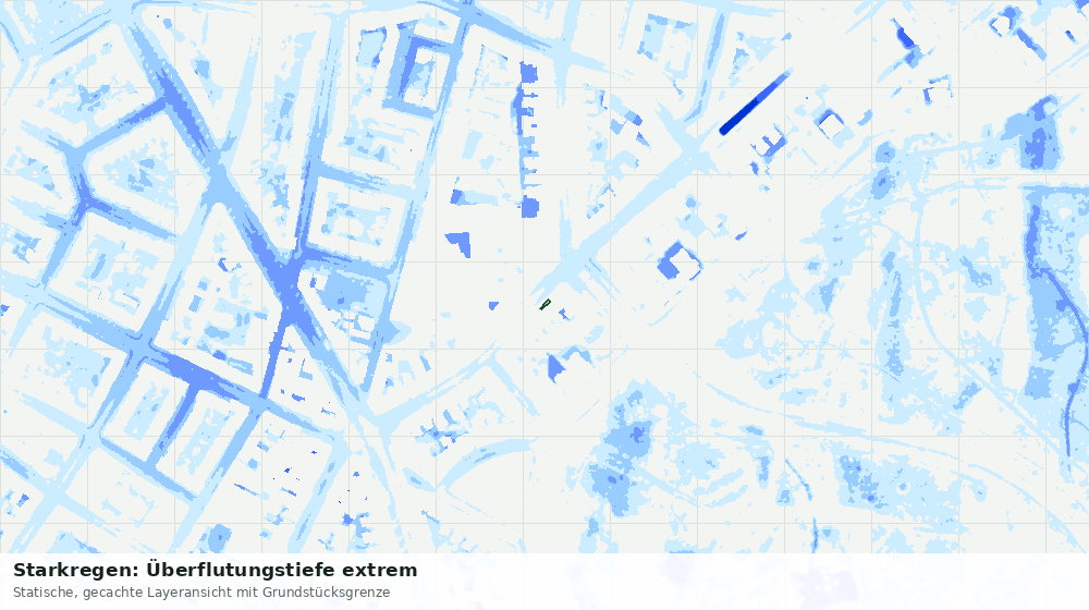 Statische Kartenansicht: Starkregen: Überflutungstiefe extrem