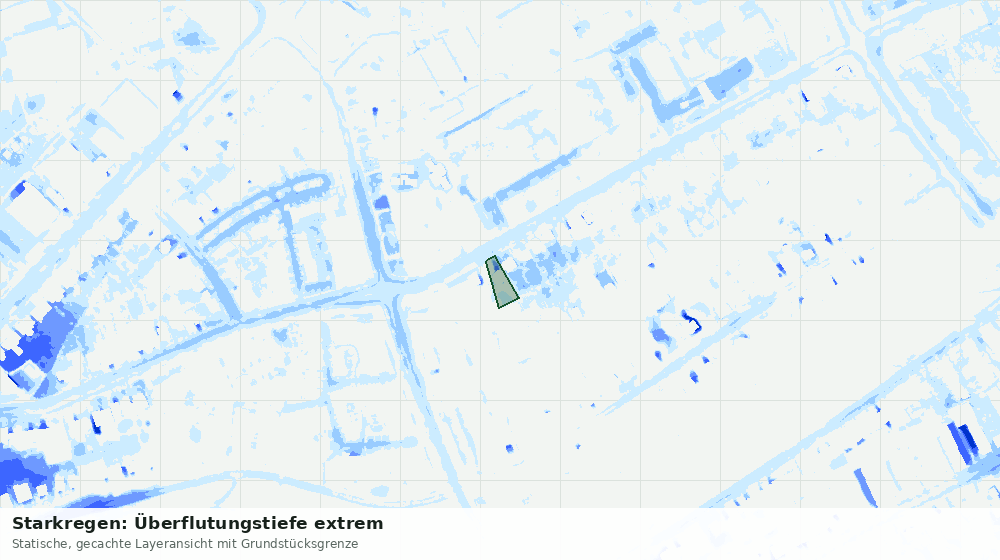 Statische Kartenansicht: Starkregen: Überflutungstiefe extrem