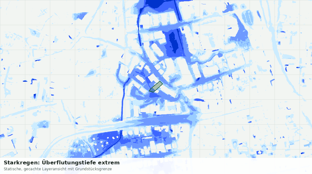 Statische Kartenansicht: Starkregen: Überflutungstiefe extrem