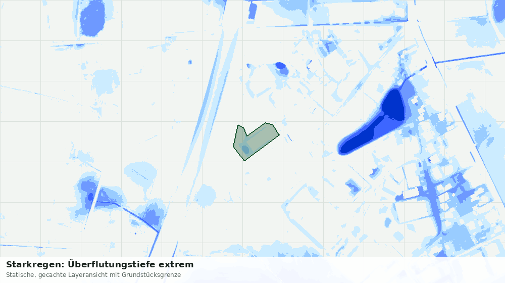 Statische Kartenansicht: Starkregen: Überflutungstiefe extrem