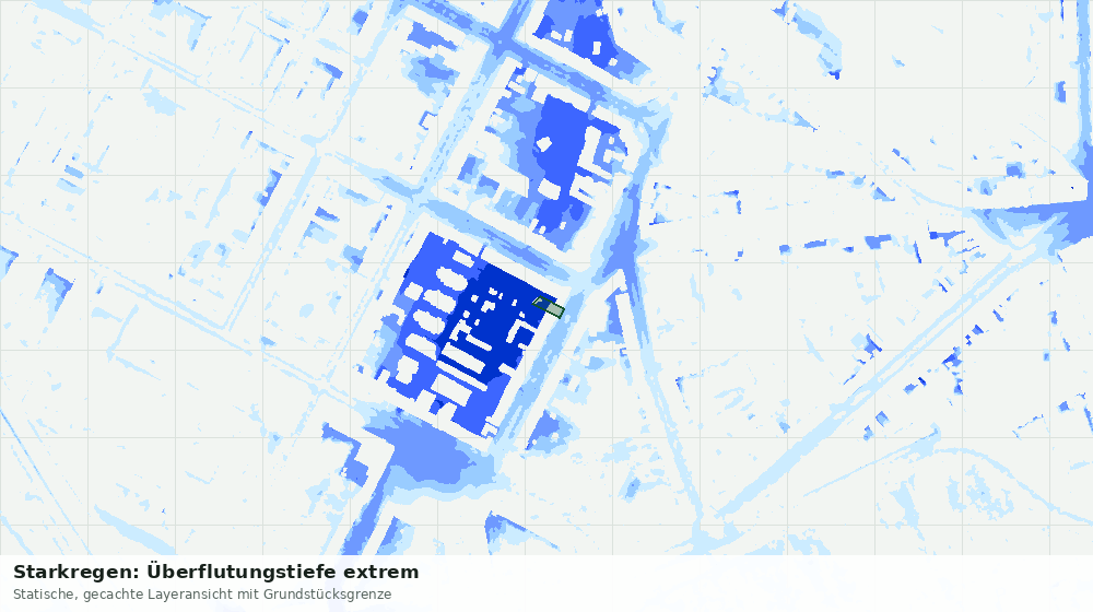 Statische Kartenansicht: Starkregen: Überflutungstiefe extrem