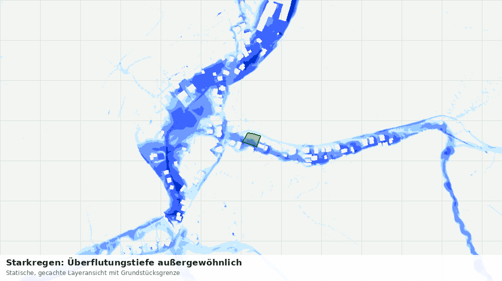 Statische Kartenansicht: Starkregen: Überflutungstiefe außergewöhnlich