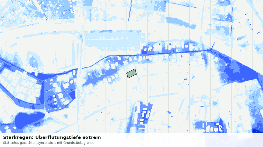Statische Kartenansicht: Starkregen: Überflutungstiefe extrem