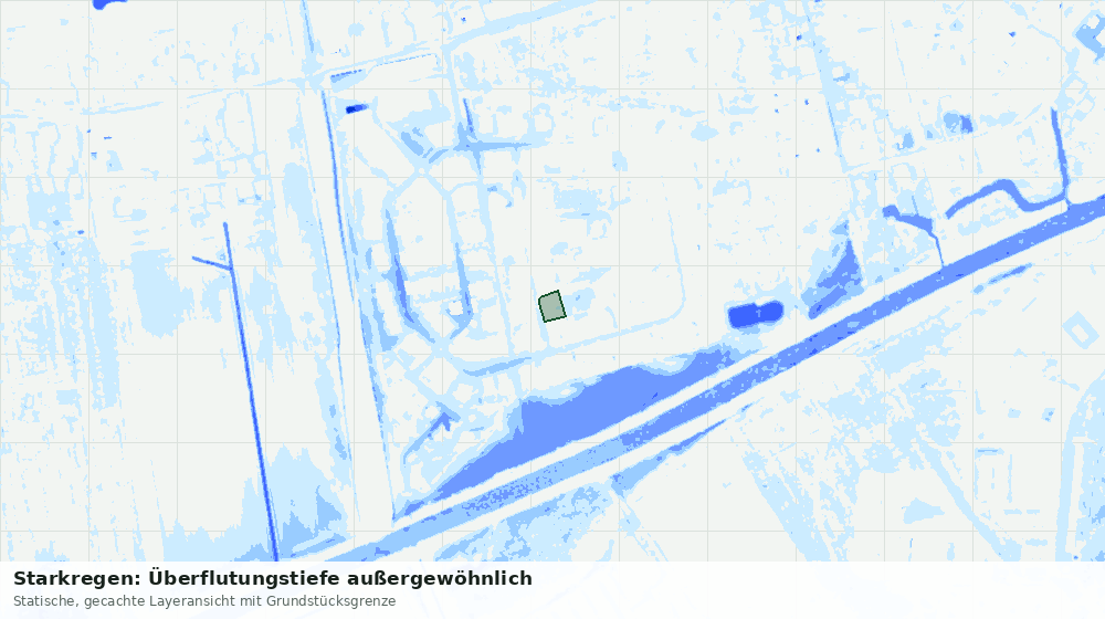 Statische Kartenansicht: Starkregen: Überflutungstiefe außergewöhnlich