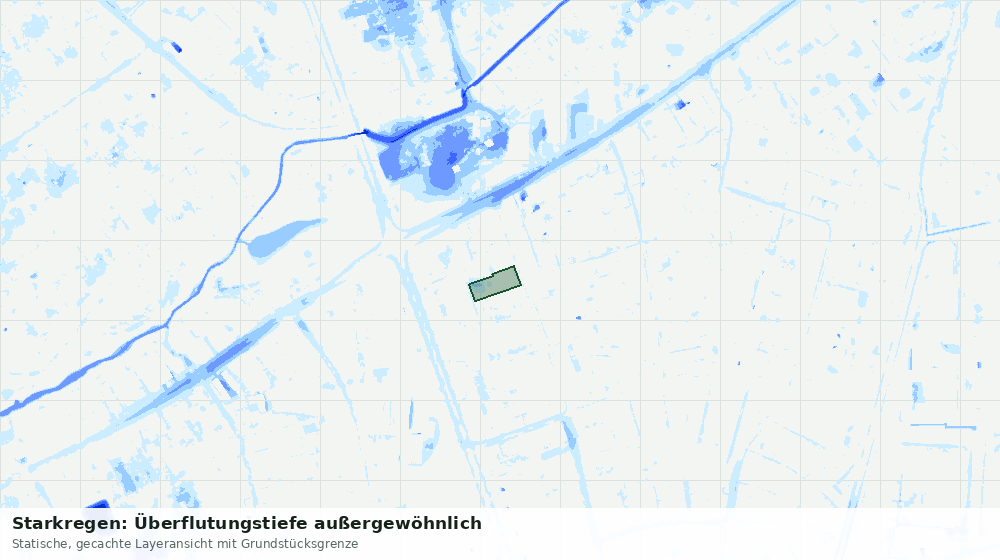 Statische Kartenansicht: Starkregen: Überflutungstiefe außergewöhnlich