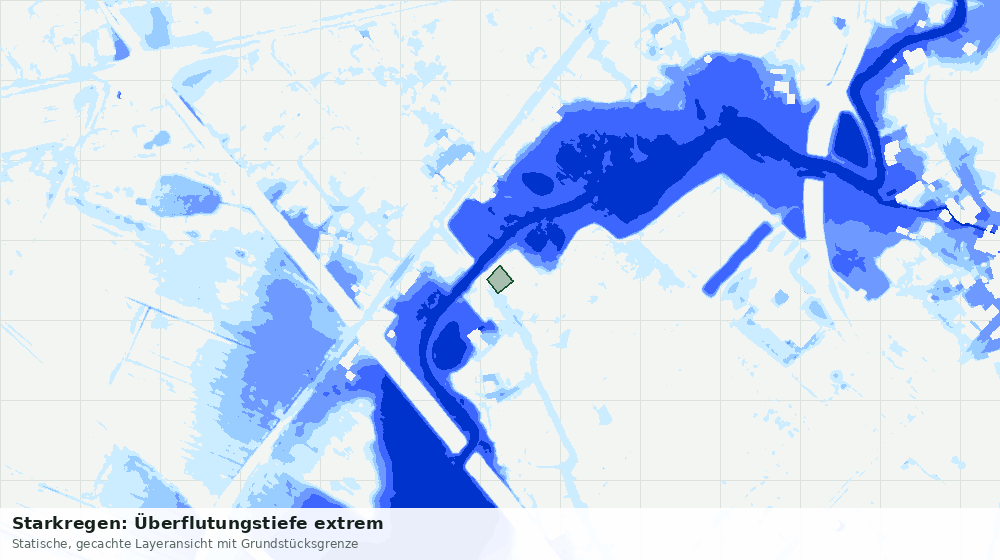 Statische Kartenansicht: Starkregen: Überflutungstiefe extrem