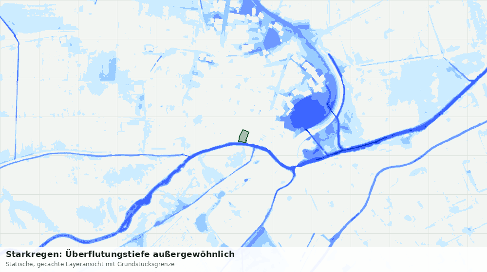 Statische Kartenansicht: Starkregen: Überflutungstiefe außergewöhnlich