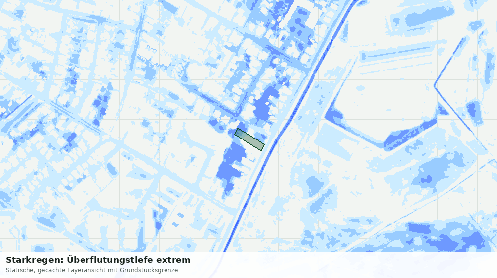 Statische Kartenansicht: Starkregen: Überflutungstiefe extrem