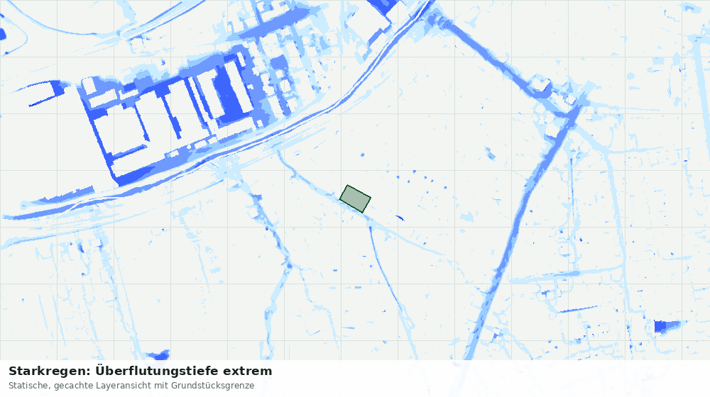 Statische Kartenansicht: Starkregen: Überflutungstiefe extrem