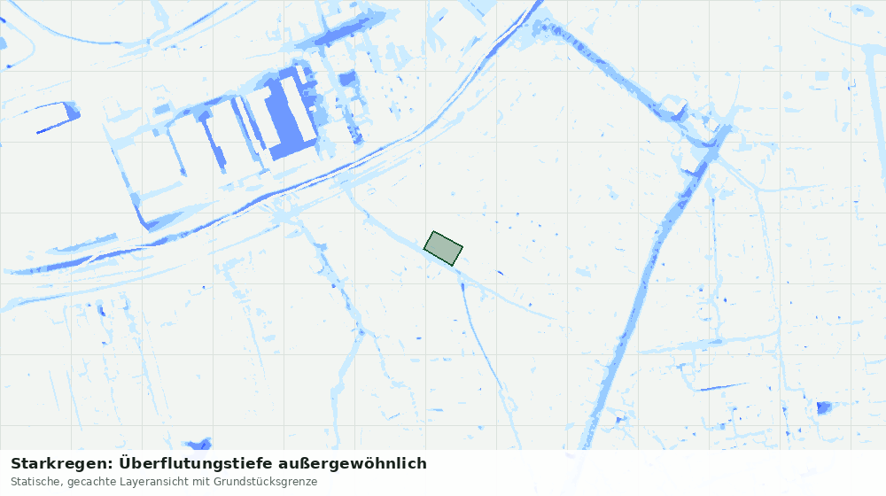 Statische Kartenansicht: Starkregen: Überflutungstiefe außergewöhnlich