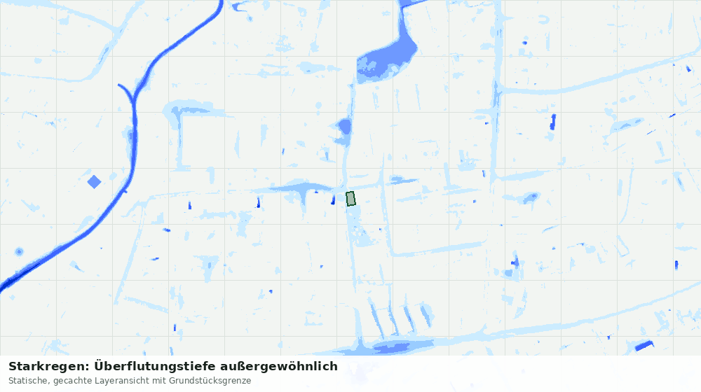 Statische Kartenansicht: Starkregen: Überflutungstiefe außergewöhnlich