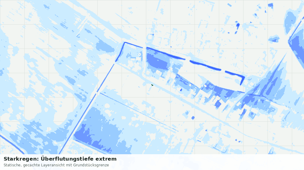 Statische Kartenansicht: Starkregen: Überflutungstiefe extrem