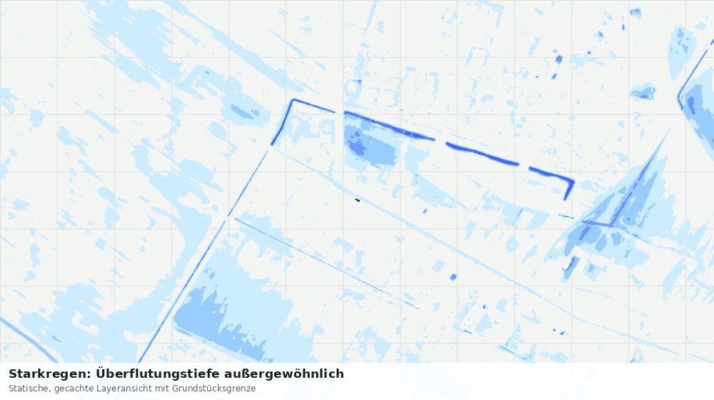 Statische Kartenansicht: Starkregen: Überflutungstiefe außergewöhnlich