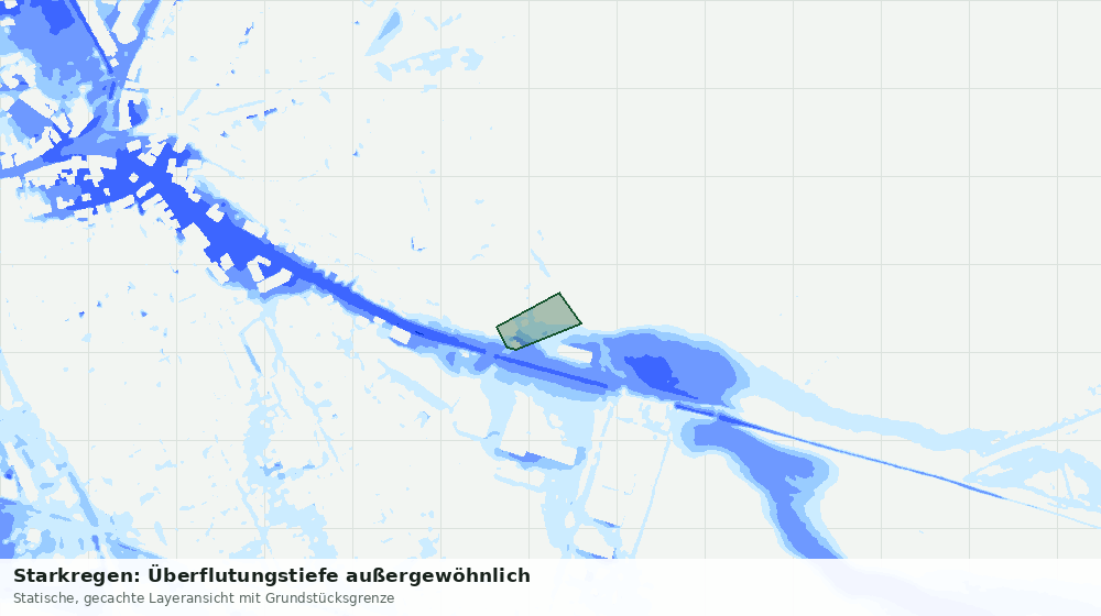 Statische Kartenansicht: Starkregen: Überflutungstiefe außergewöhnlich