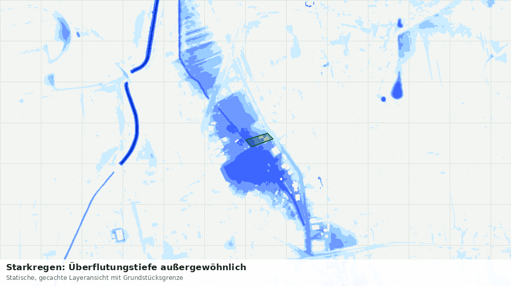 Statische Kartenansicht: Starkregen: Überflutungstiefe außergewöhnlich