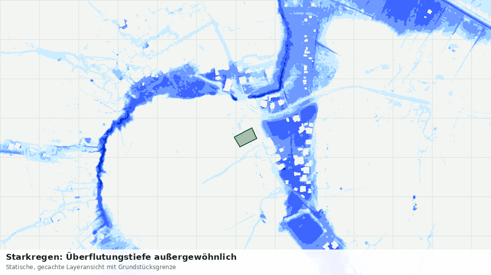Statische Kartenansicht: Starkregen: Überflutungstiefe außergewöhnlich