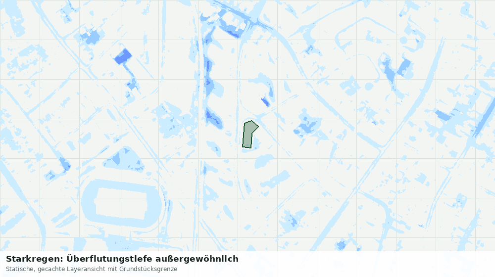 Statische Kartenansicht: Starkregen: Überflutungstiefe außergewöhnlich
