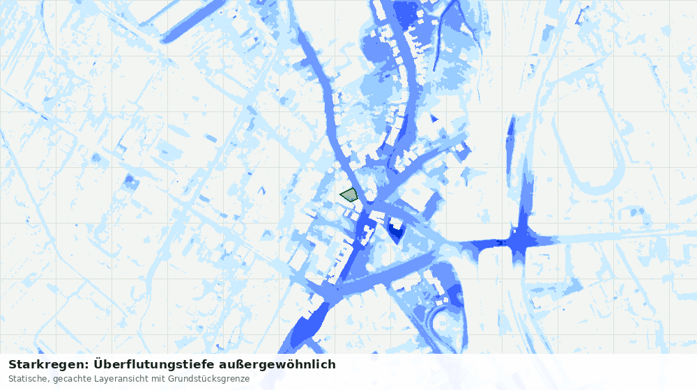 Statische Kartenansicht: Starkregen: Überflutungstiefe außergewöhnlich