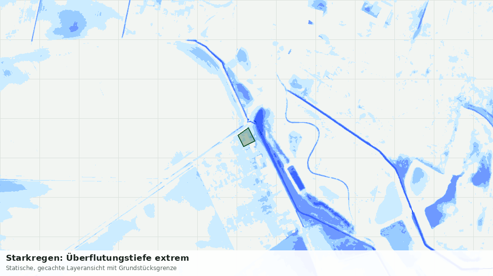 Statische Kartenansicht: Starkregen: Überflutungstiefe extrem