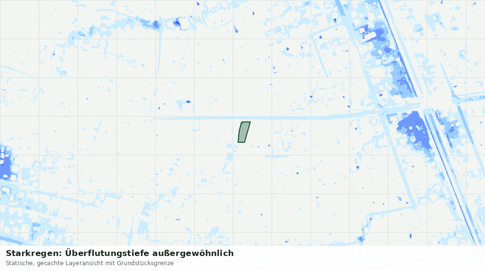 Statische Kartenansicht: Starkregen: Überflutungstiefe außergewöhnlich