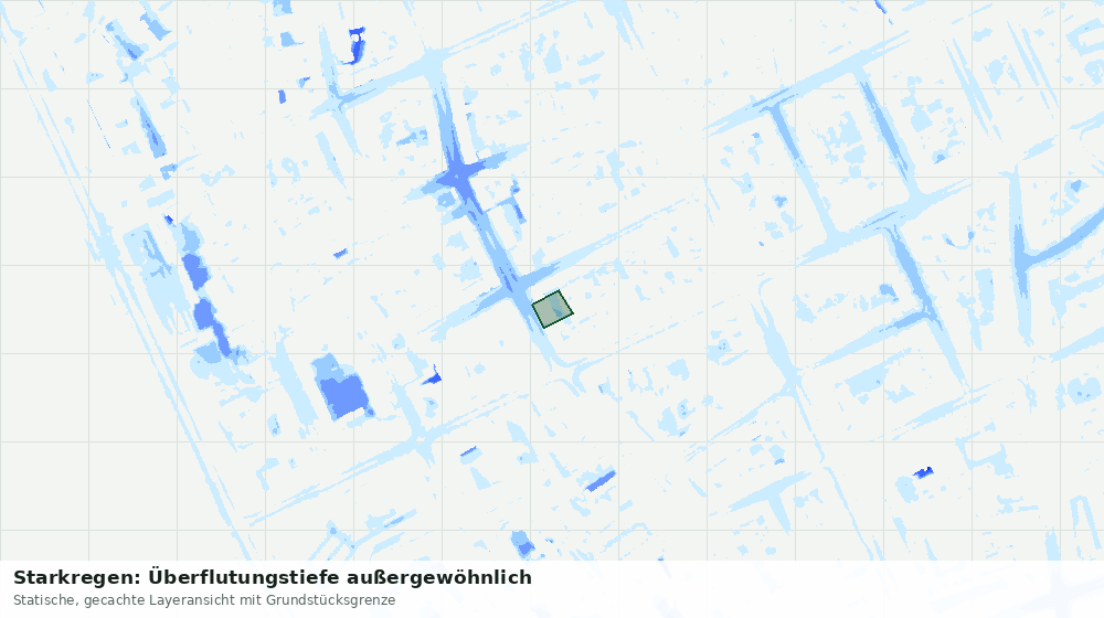 Statische Kartenansicht: Starkregen: Überflutungstiefe außergewöhnlich