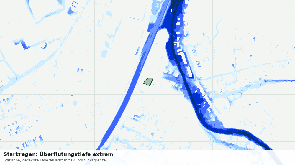 Statische Kartenansicht: Starkregen: Überflutungstiefe extrem