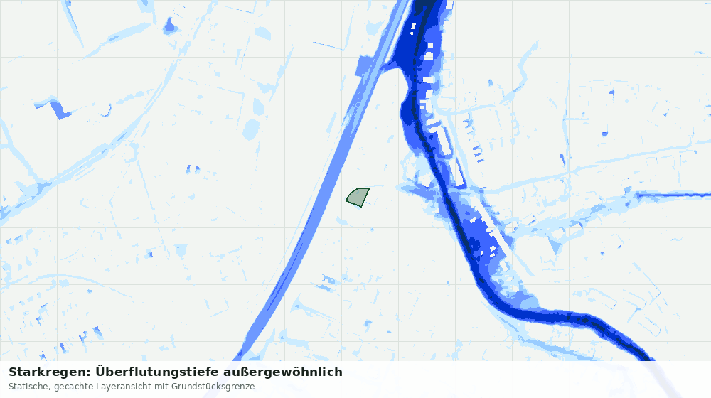 Statische Kartenansicht: Starkregen: Überflutungstiefe außergewöhnlich