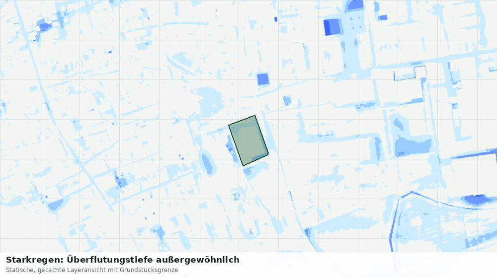 Statische Kartenansicht: Starkregen: Überflutungstiefe außergewöhnlich