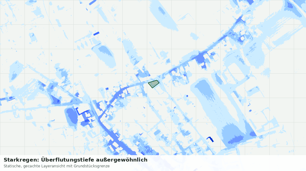 Statische Kartenansicht: Starkregen: Überflutungstiefe außergewöhnlich