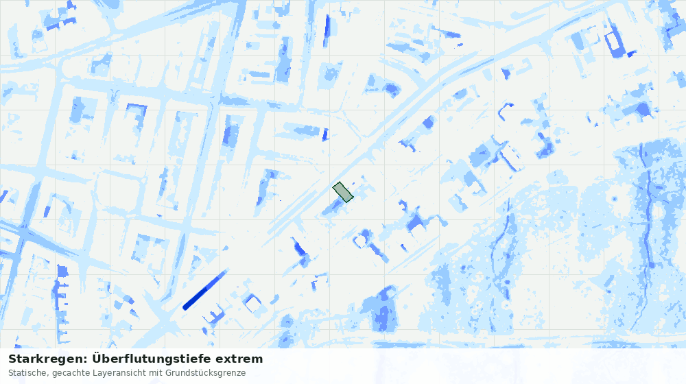 Statische Kartenansicht: Starkregen: Überflutungstiefe extrem