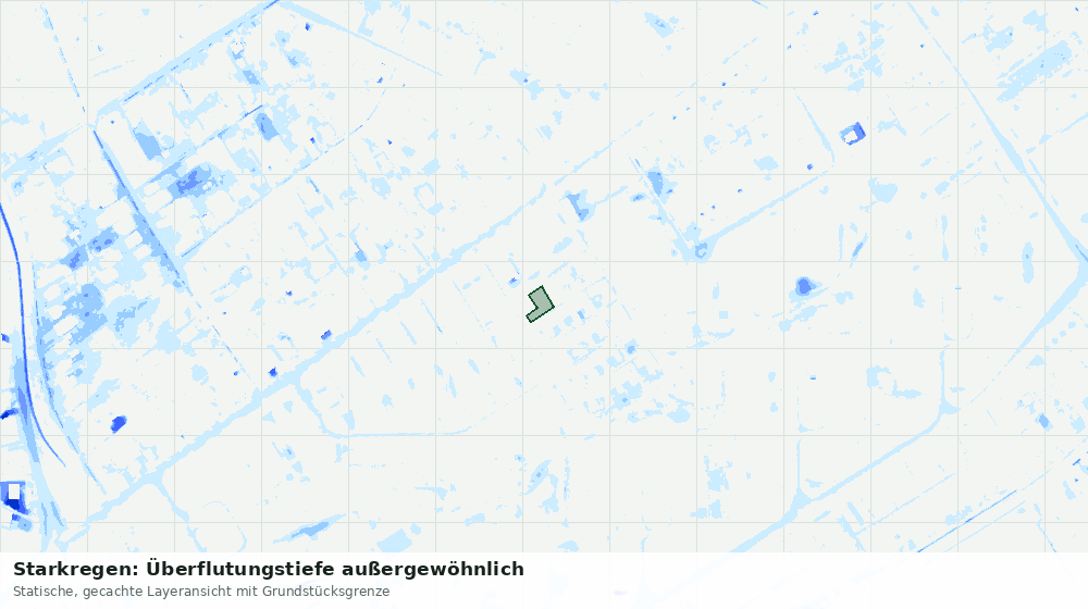 Statische Kartenansicht: Starkregen: Überflutungstiefe außergewöhnlich